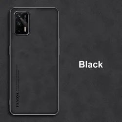 Luxury Leather Matte Shockproof Silicone Phone Case for Realme GT Neo Flash (Black)