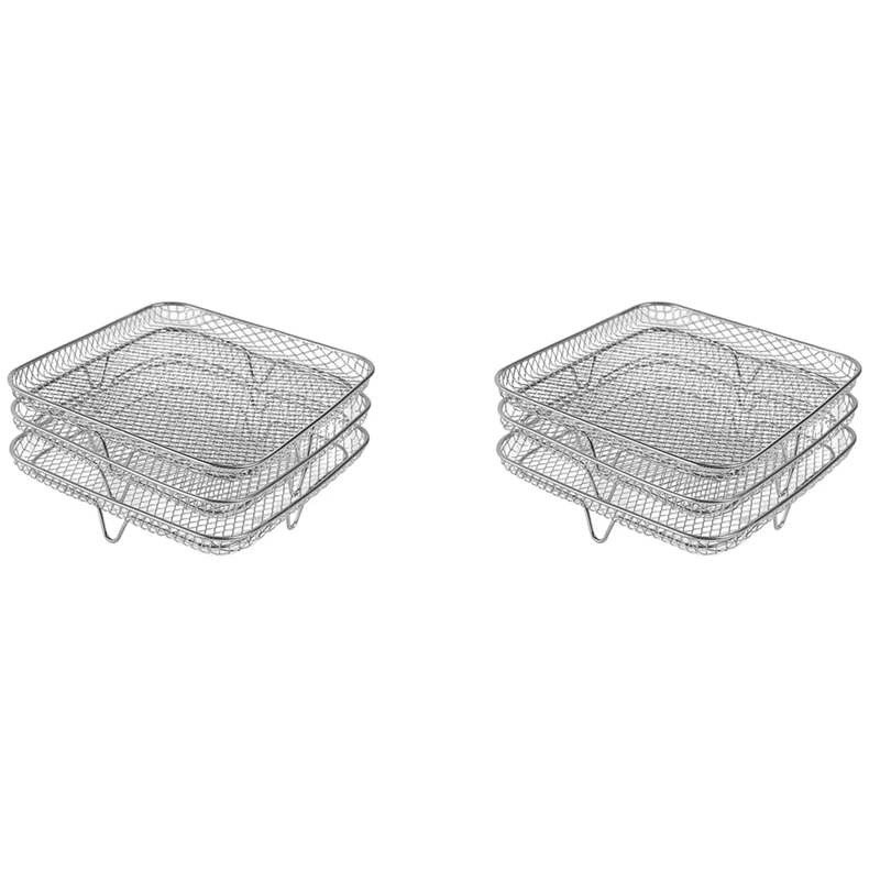 

2pcs 8 Inch Air Fryer Rack for Instant Vortex Air Fryer,for Philips,for COSORI Air Fryer,Square Three Stackable Dehydrator Racks