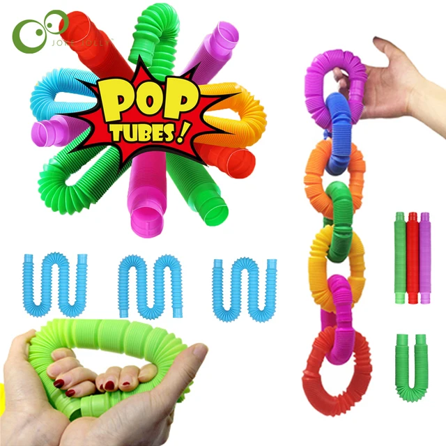 5Pcs Pop Tubes Sensory Toys for Adult Fidget Stress Relieve Toys Kid Autism Anti Stress Plastic Bellows Children Squeeze Toy YJN 1