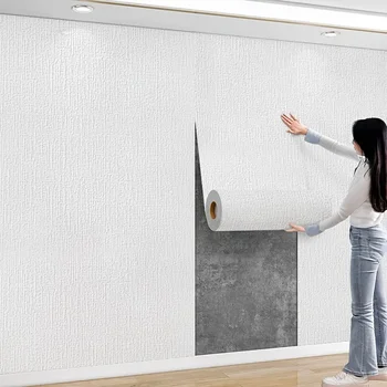 Self-Adhesive 3D Linen Foam Wall Sticker PVC Moisture-proof Wallpaper for Living Room Bedroom Bathroom dormitory Home Decoration 1