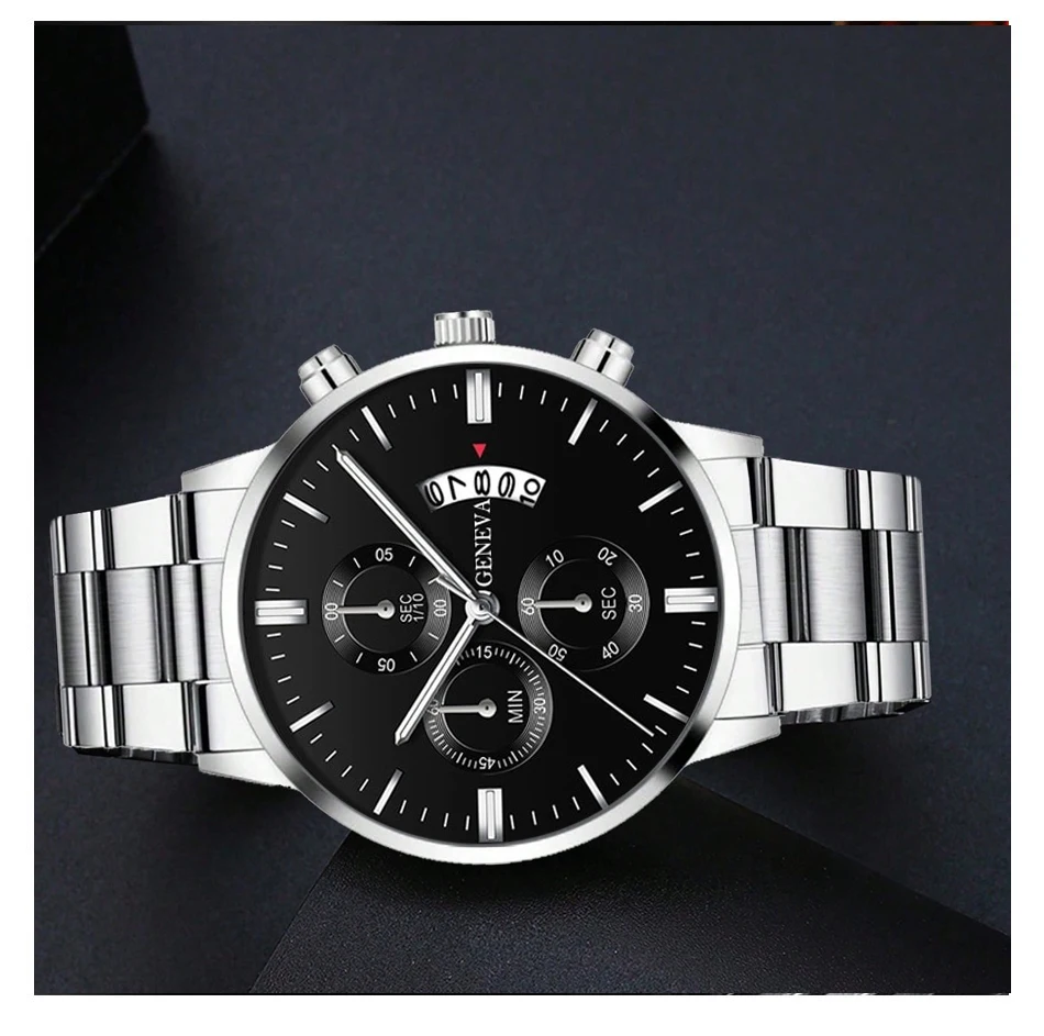 Mode herren edelstahl uhr luxus kalender quarz armbanduhr business uhren mann uhr männliche armband armbanduhr – Detail 8