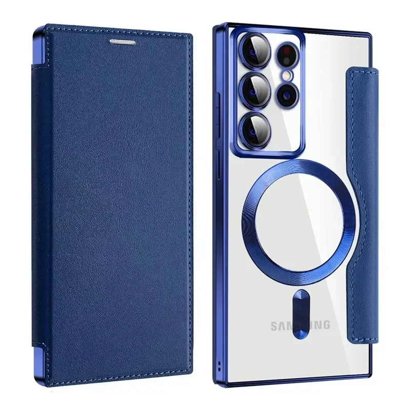 Premium Flip Leather Card Slot MagSafe Wallet Phone Case with Magnetic Wireless Charging