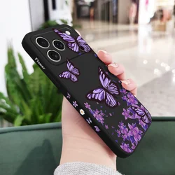 Dreamy Butterfly Liquid Silicone Soft Phone Case - iPhone 15 Pro (Black)