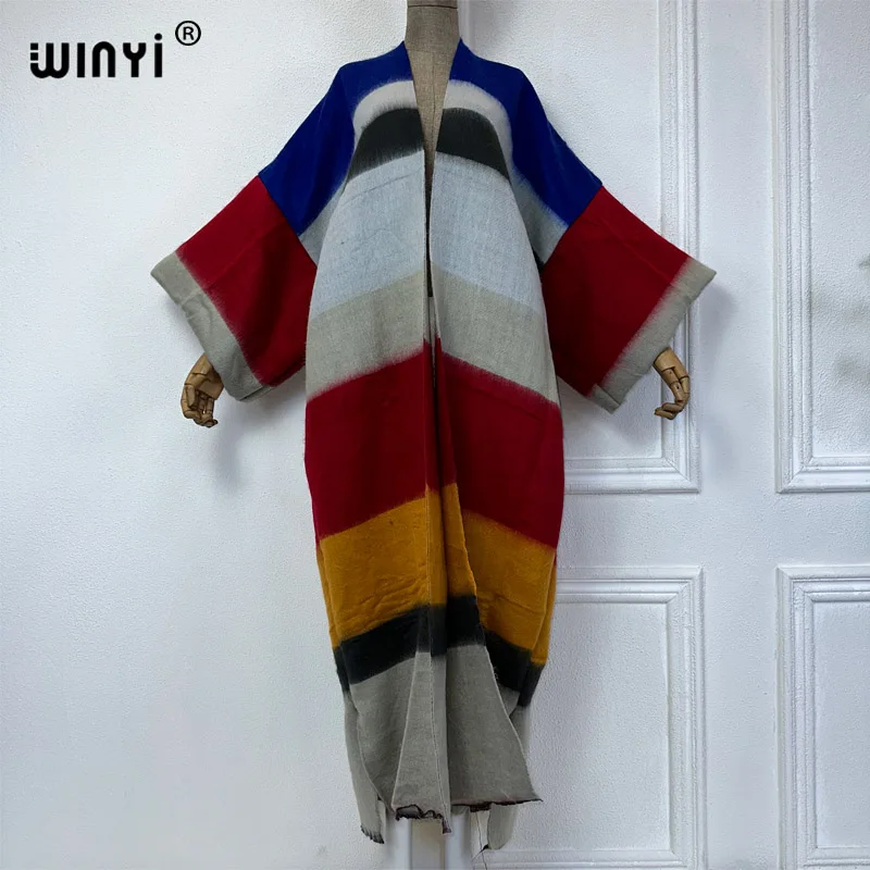 

Новый зимний Кардиган WINYI, Африканский женский Макси-пальто с принтом, толстый теплый длинный пуховик, зимняя абайя на Ближний Восток