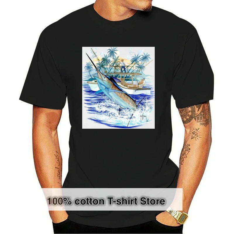 Guy Harvey Mens Marlin and Boat 2 Fishing Pocket T-shirt Pick SizeWhite3X  54683312486 - AliExpress