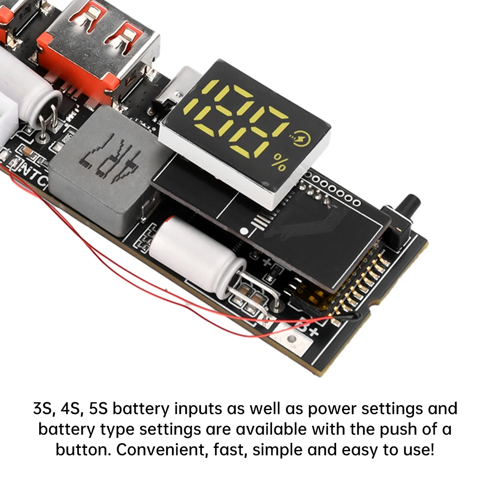 QC3.0 3S 4S 5S 65W 100W Power Bank Double C Port Two way Fast Charge Mobile Power Module 18650 Charging Temperature Protection battery protection board