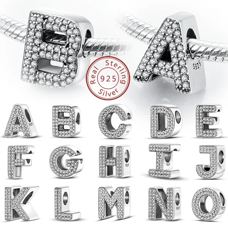 Elegant 925 Sterling Silver Alphabet Charms - Personalized DIY Jewelry Gift