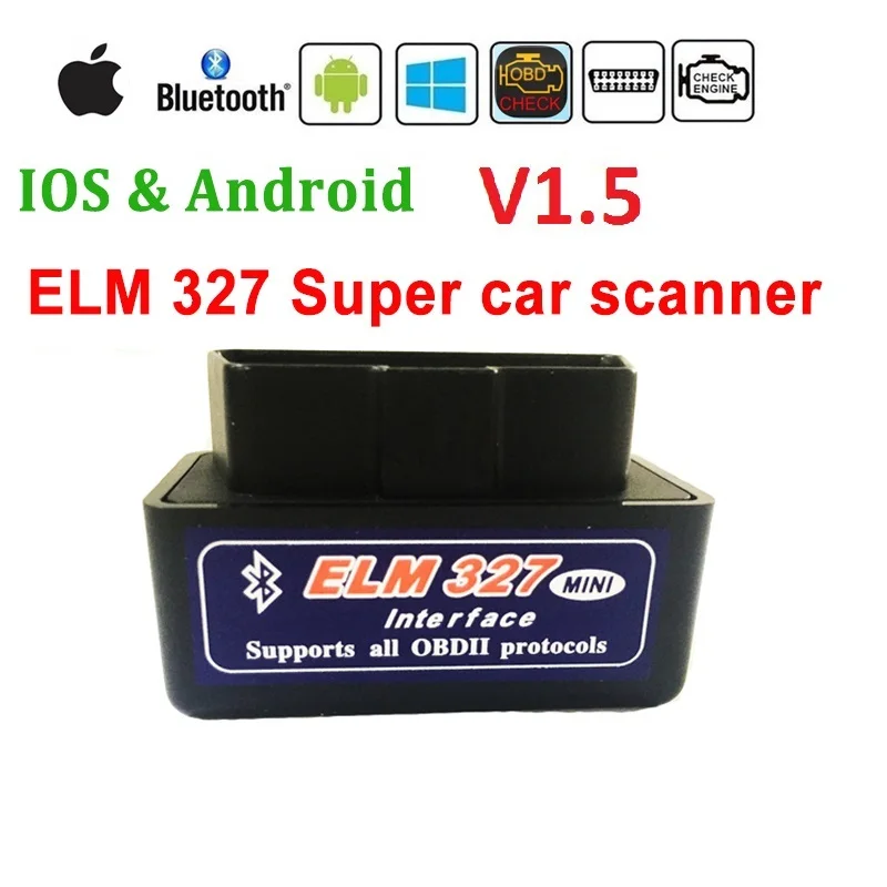 button V1.5 switch on/ off 327 code Reader car scanner bluetooth V1.5 elm327 move error code mini vehicle scanner phone work 327