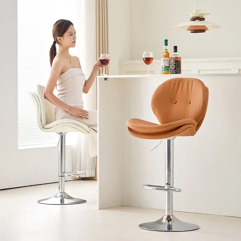 Nordic Waist Protection Comfortable Bar Chairs Lift Swivel Backrest High Stool Home Kitchen Island Chair Creative Bar Chairs