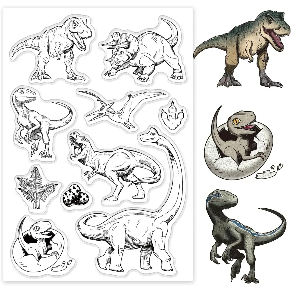 Dinosaur Clear Stamps for DIY Scrapbooking Jungle Party Wildlife Animals Silicone Clear Stamp Seals for Cards Making Photo Album clear stamps clear rubber stamps