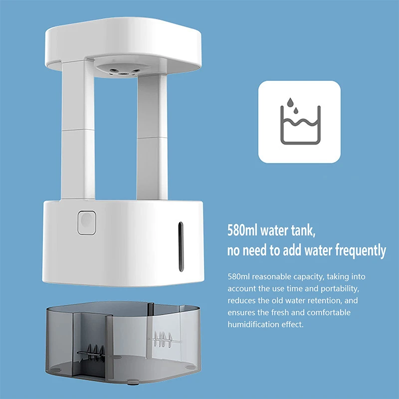 580ml Anti-gravity Water Drop Humidifier 3 Modes Levitating Water