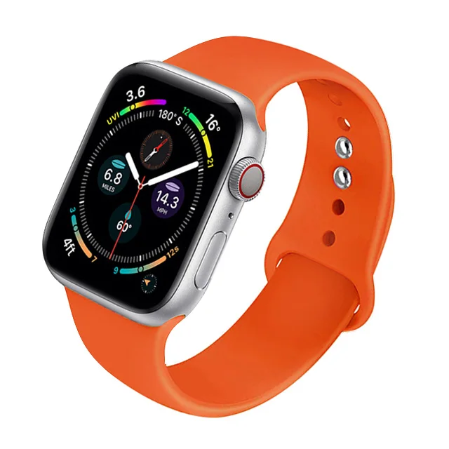 Silicone Strap For Apple Watch Band 44mm 40mm 41mm 38mm 45mm Smartwatch Rubber Sports Watchband Belt Bracelet iWatch 7 6 se 5 4 Orange-7