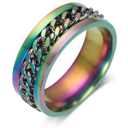 Titanium Steel Rotatable Chain Spinner Ring - Fashionable Anxiety-Relief Jewelry Gift - 8 (1001)