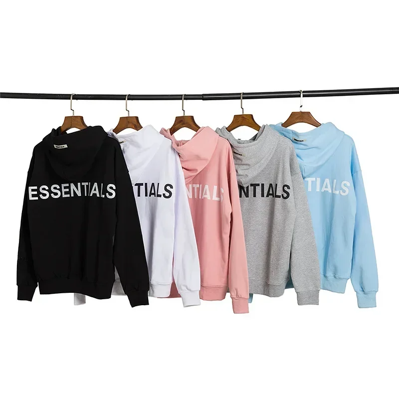 

Essentials Oversized Hoodies Sweatshirts 3M Reflective Print Letters Best Quality Sweatshirts Hip Hop Men Women Cotton Pullover