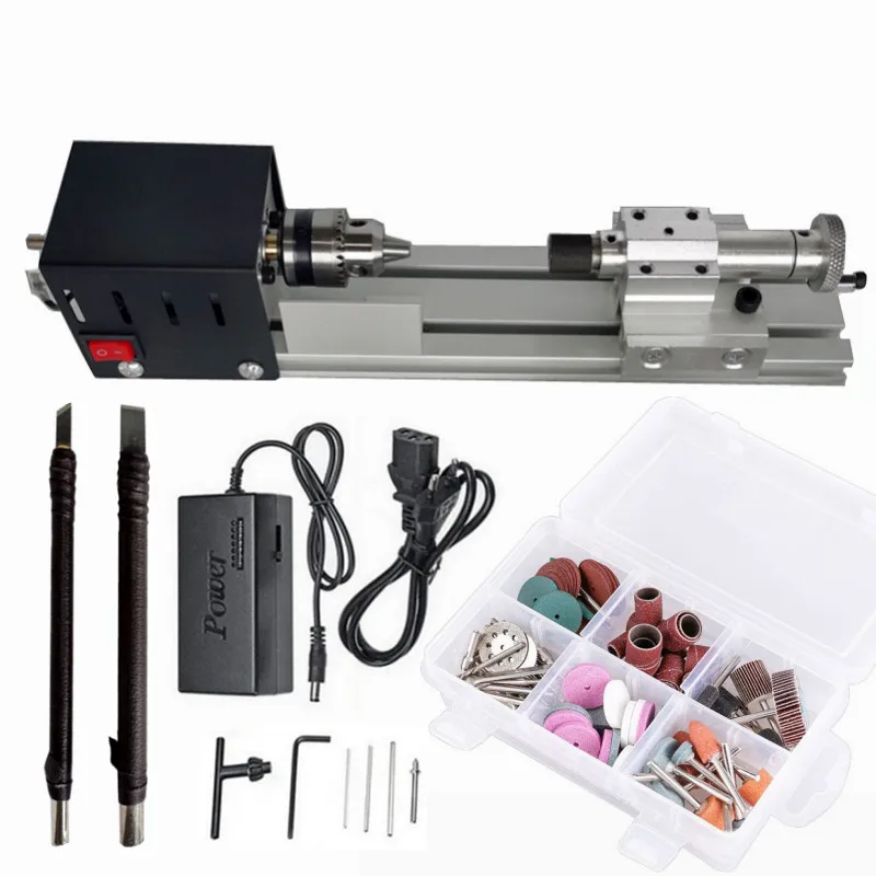 110V-240V Mini Wood Lathe Machine Speed Adjustable Rotary Tool Set Buddha Pearl Lathe Grinding Polishing Woodwork Tool wood lathe tool wood lathe turning tool sets