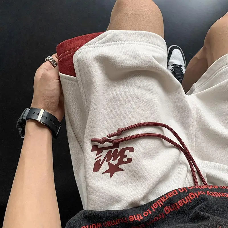 Korean fake two-piece sports basketball shorts men summer American fashion brand high street versatile couple retro sweatpants