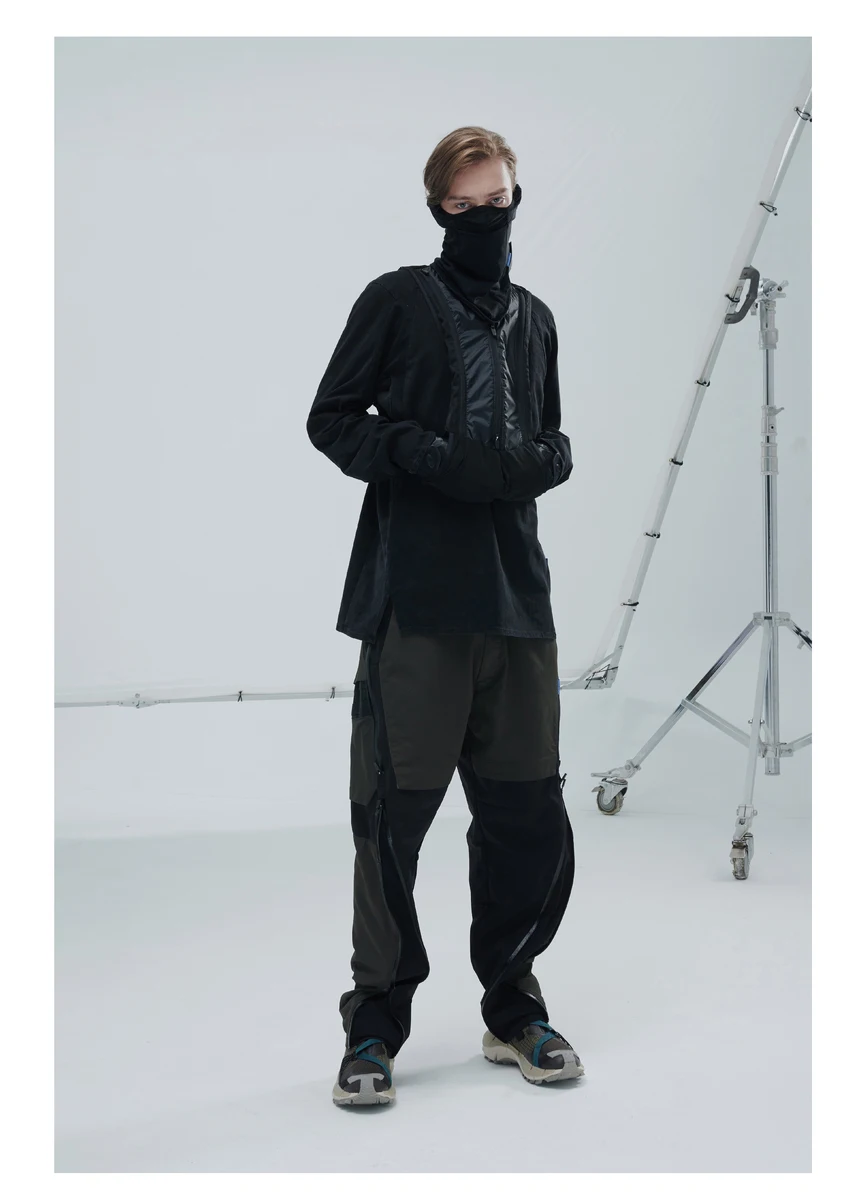 Reindee Lusion 21aw  Split hem base longsleeve shirt dyed cotton secured pocket techwear ninjawear