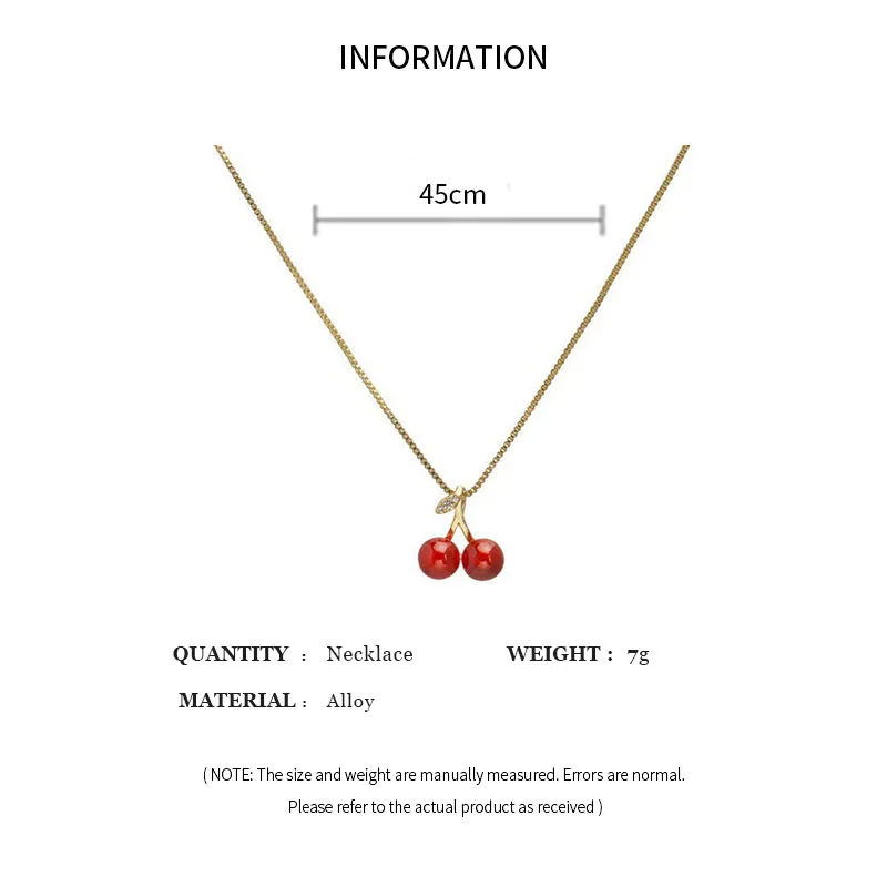 Set di orecchini con ciondolo a forma di ciliegia rossa, set di orecchini con collana di frutta alla moda da donna, set di gioielli per regali di nozze per ragazze
