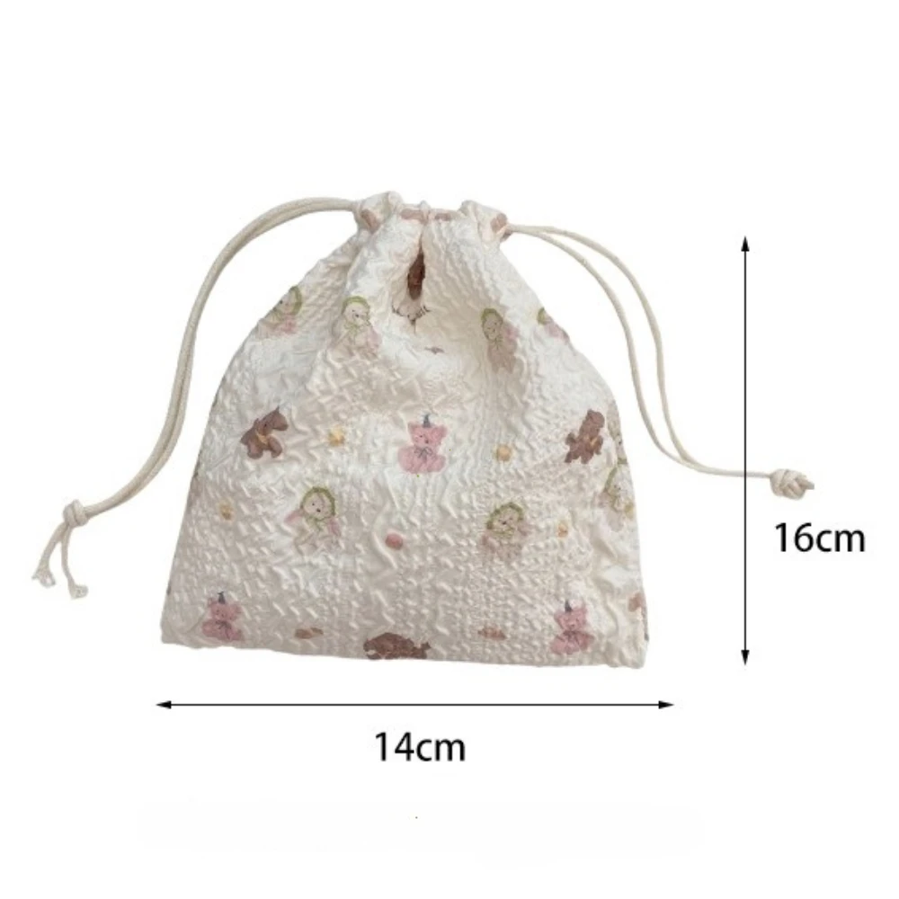 Cute Bear Cartoon Drawstring Bags Women Drawstring Packaging Pocket Cosmetic Bag Makeup Bag Large Capacity Coin Purse Coin Pouch