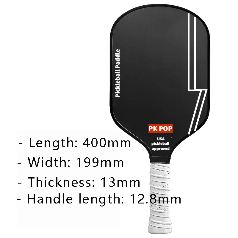 Raw Carbon Fiber Pickleball Paddle Spin Textured Surface Foam Edge Ergonomic Grip