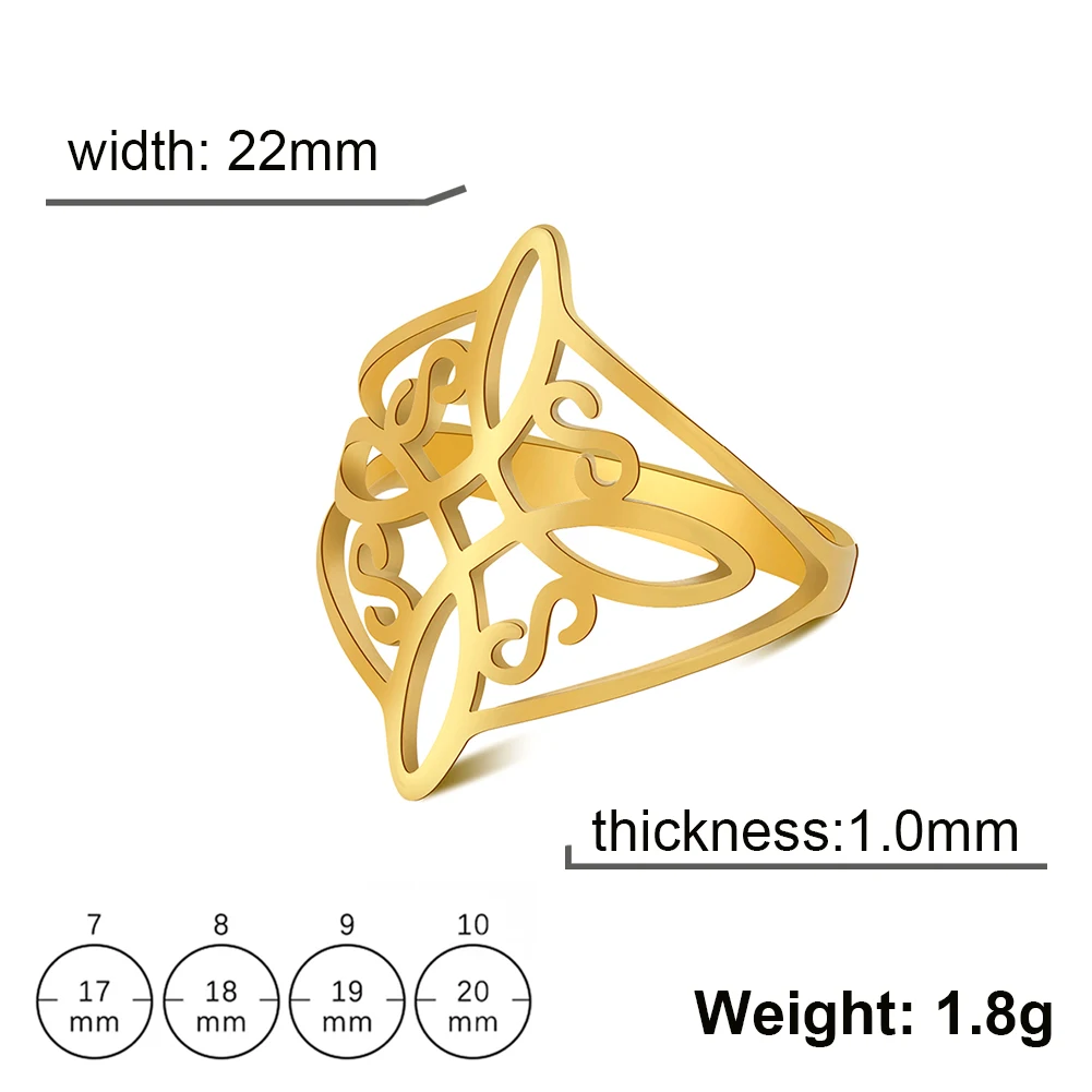 Skyrim Witch Knot Ring Stainless Steel Gold Color Witchcraft Amulet Protection Finger Rings Wiccan Cross Celtics Knot Jewelry