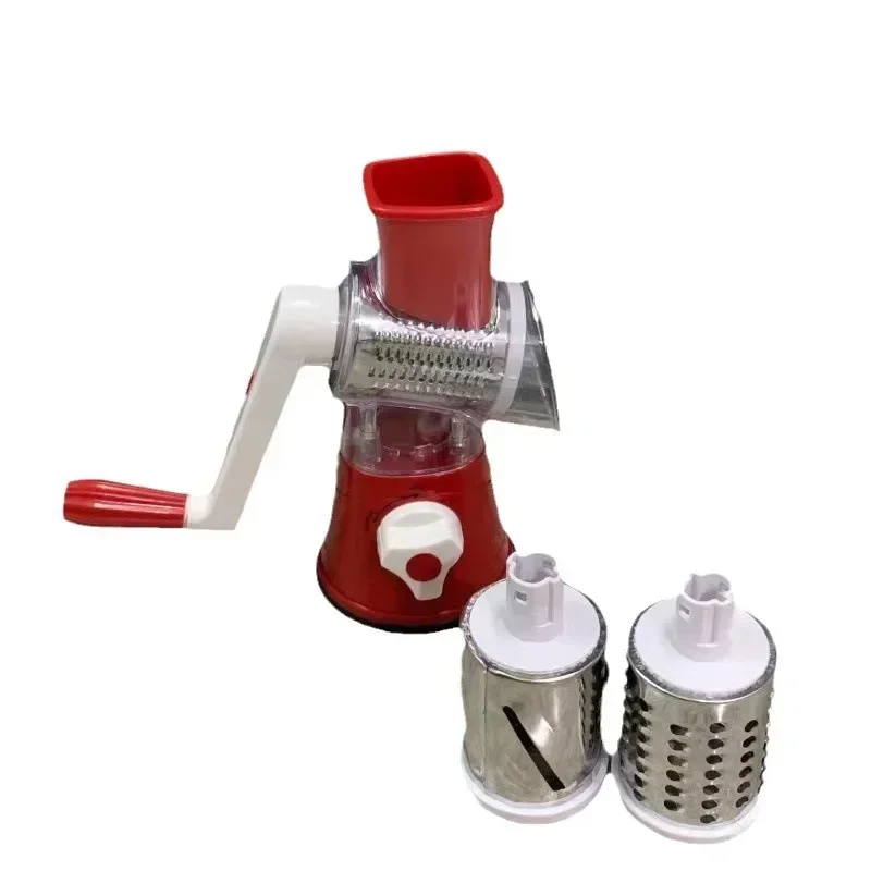 Vegetable Cutter & Slicer Manual Kitchen Cheese Chopper Machine With 3 Sharp Drums Multifunctional Garlic Potato Shredder