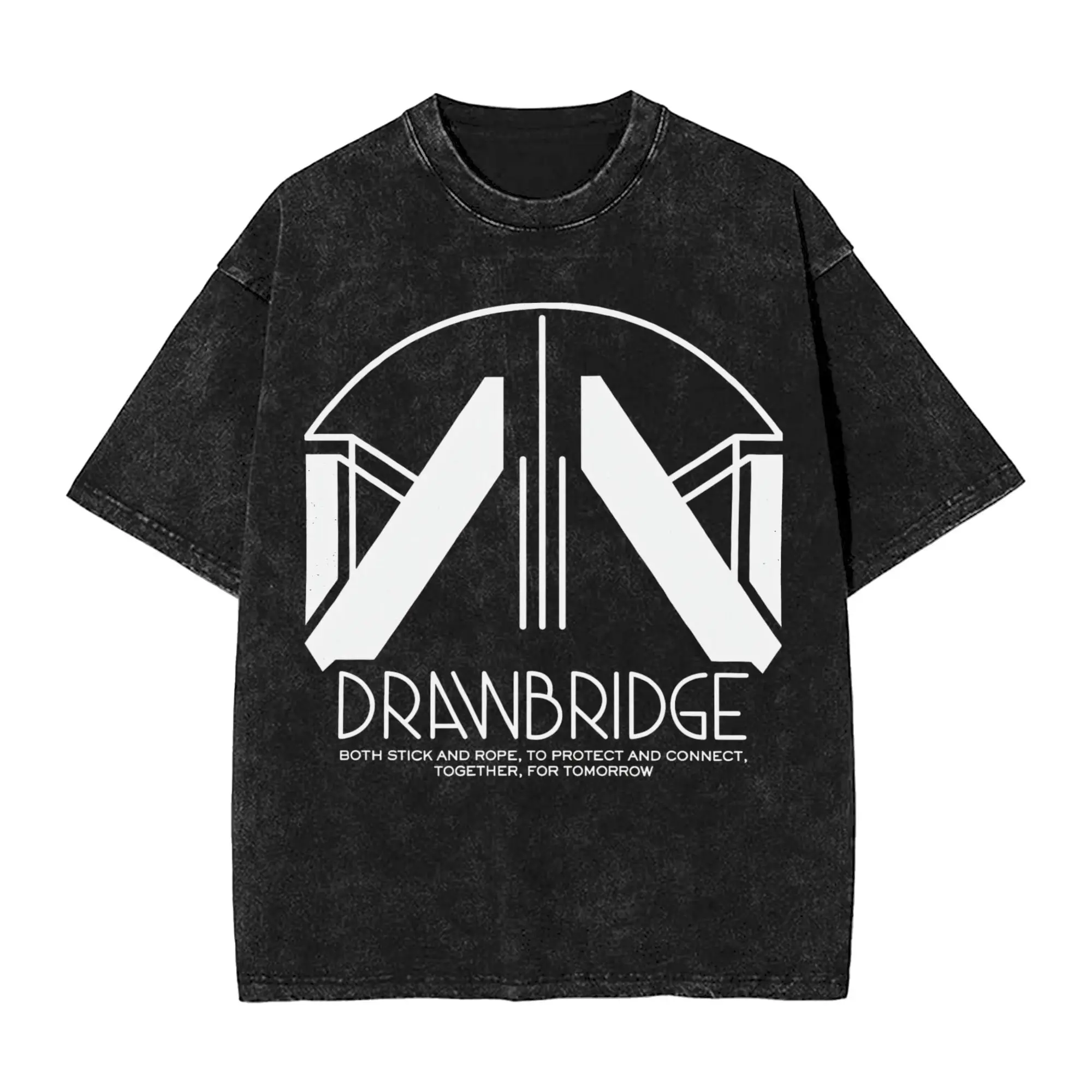 DRAWBRIDGE الموت تجديل تي شيرت خمر غسلها الشارع القطن تي شيرت للرجال النساء ملابس الصيف قصيرة الأكمام تيز القمم