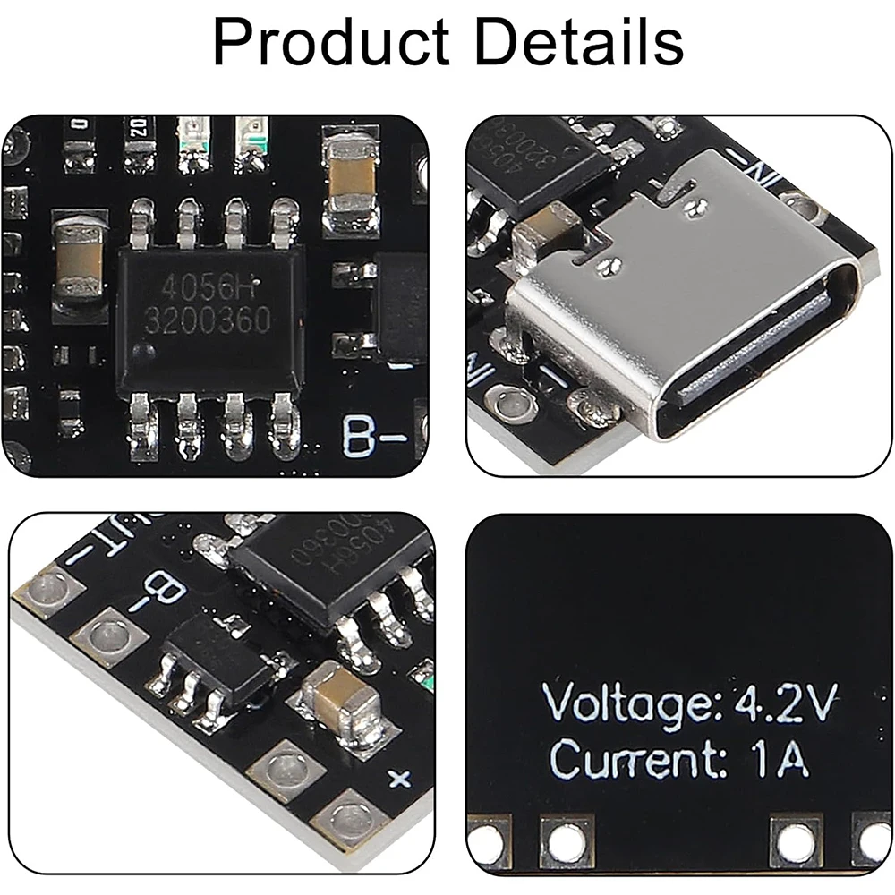 TP4057 1A 3.7V Lithium Battery Charging Board with Protection Type-C USB C Li-ion Battery Charging Board Over TP4056 5pcs