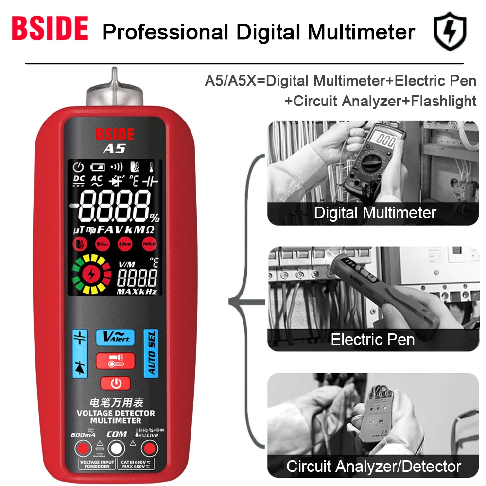 Professional Digital Multimeter Smart Automatic Multitester Ammeter VFC Current Hz Capacitor Ohm Electrician Tester Tools BSIDE