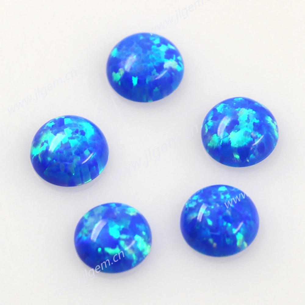 (10 Pz/20 Pz/50 Pz/Lotto) 4Mm Sintetico Op05 Azzurro Fondo Piatto Rotondo Cabochon Opale Gemme Sciolte Per Gioielli