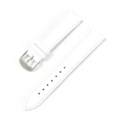 Vibrant Universal Leather Watch Strap - Cowhide Replacement Band - 16mm (White)
