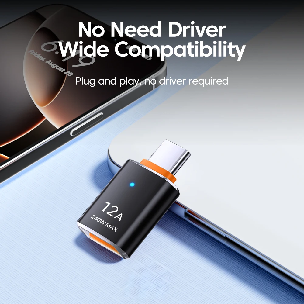 12A Type C OTG Adapter Type C to USB A Charger Adapter Connector USB 3.0 for Laptop Xiaomi Samsung Macbook 10Gbps Type-c OTG
