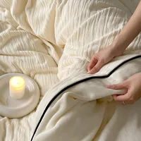 Ensemble de quatre pièces en polaire sculptée simple et épaisse, lumière chaude, luxe, drap de lit en molleton de lait, housse de couette, literie d'automne et d'hiver 3