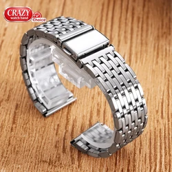 Premium Stainless Steel Watch Strap with Folding Buckle - Universal Fit 18mm, 20mm, 22mm - 22mm (Silver)