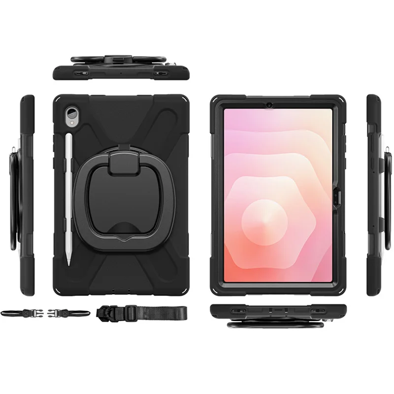 Heavy Duty Rugged Tablet Case with Hand Ring Stand Strap