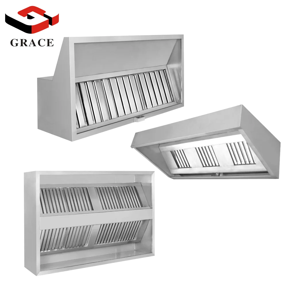 Grace Restaurant Kitchen Appliance Range Hood Stainless Steel Customized Kitchen Island Extractor BBQ Hoods 5