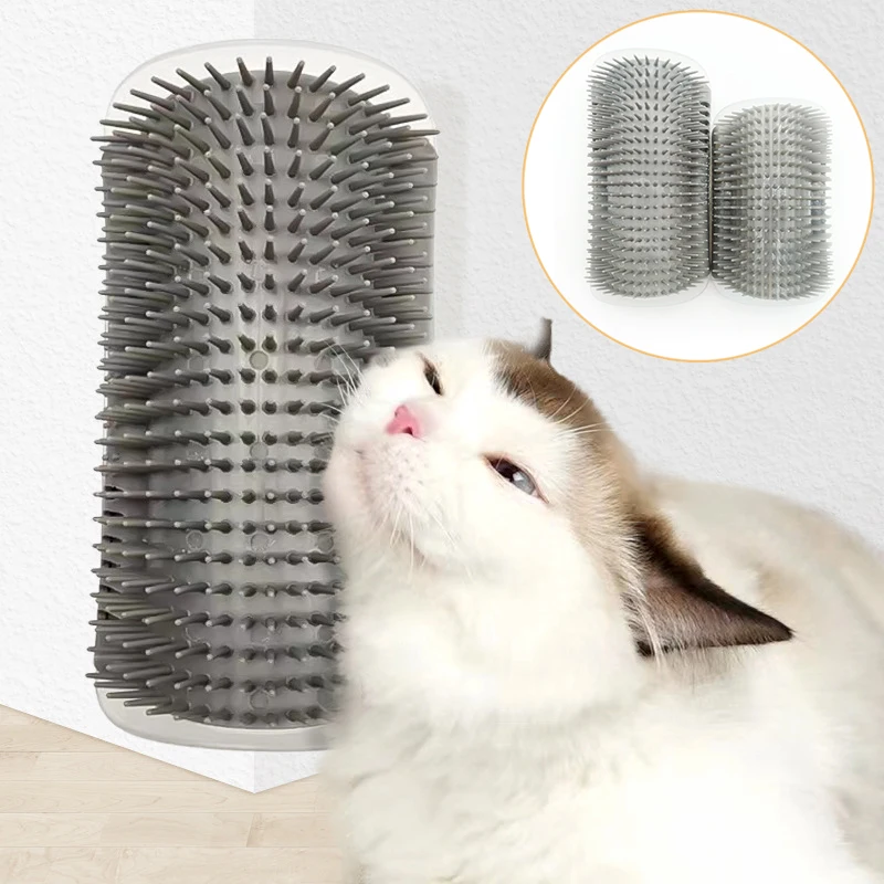 

Cat Self Grooming Comb Wall Corner Scratcher Massage Brush with Catnip Hair Removal Scratching Massager Tool for Kitten Puppy