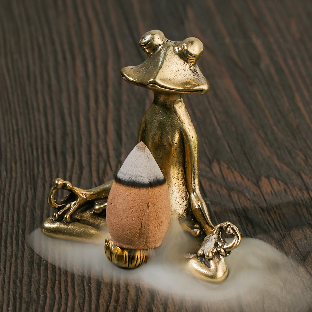 Retro Ornament Incense Burner Frog Statue Animal Accessories Sculpture Home Decor Desk Decoration Meditation Zen Mini Crafts 1PC ornament crafts miniature figurines miniature ornament incense burner