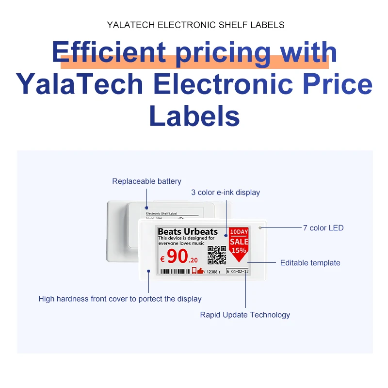 10pcs 2.9 inch 3-color electronic shelf label Eink Label digital price tag