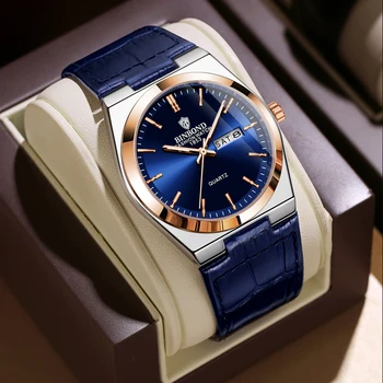 Men Watch Light Luxury Brand Leather band Dual Calendar Waterproof Male Business Leisure Fashion Quartz Clock Watches
