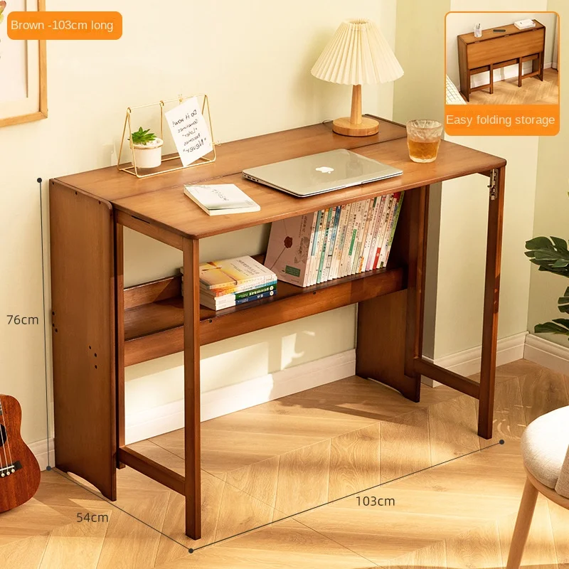 thumbnail image 2 of Dripex Folding Desk 110 X 50cm – Rustic Brown Space-Saving Writing & Computer Table 2 of 4