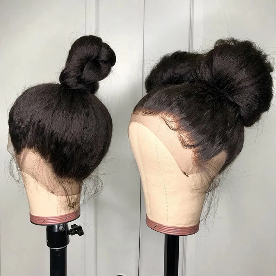 Lace Front Wig Human Hair Wig Peruvian Glueless 13x4 Kinky Yaki Straight Bob for Black Women