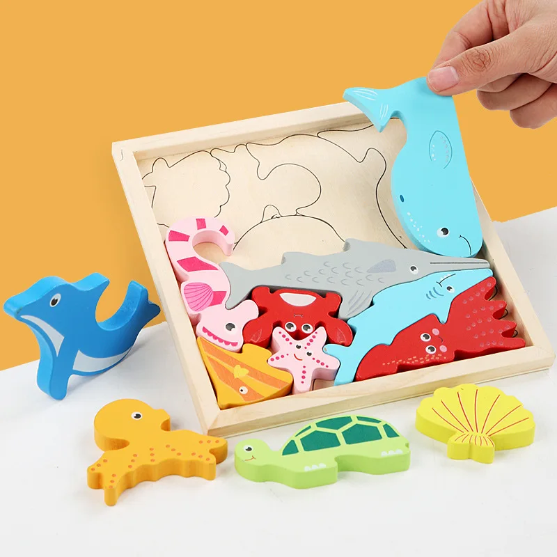 Acheter Puzzle 3D en bois pour bébés, dessin animé, jouets éducatifs pour  enfants, garçons et filles, apprentissage précoce