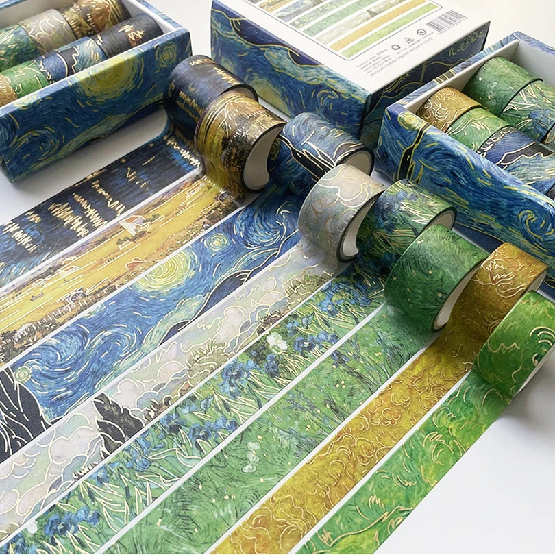 

8Rolls Washi Tape Set Gold Foil Decorative Adhesive Tape Journal Supplies Kawaii Stationery Washitape Scrapbooking Masking Tape