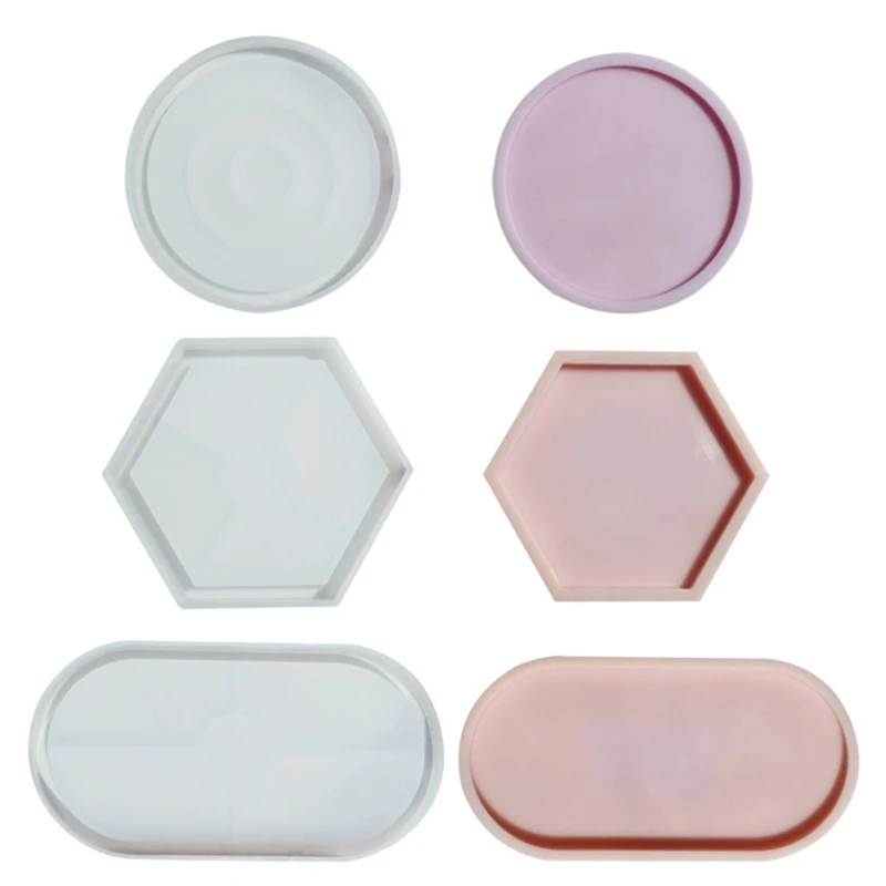 3pcs/set Silicone Mold Tray, Silicone Resin Molds For Trays, Silicone  Molds, Oval, Round, Hexagonal, DIY Epoxy Resin