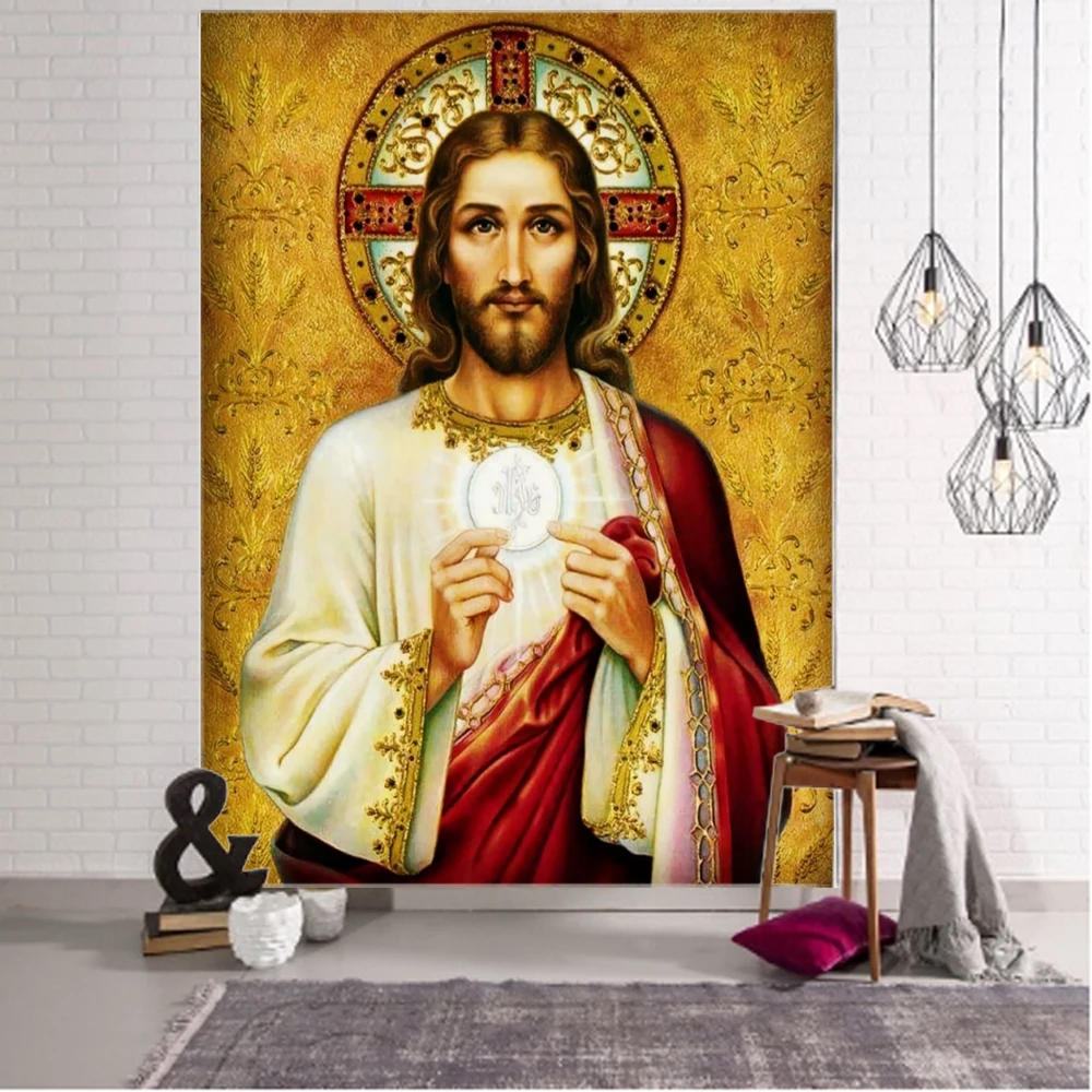 God Jesus Decorative Tapestry Mandala Boho Hippie Wall Tapestry for Home Bedroom Decorative