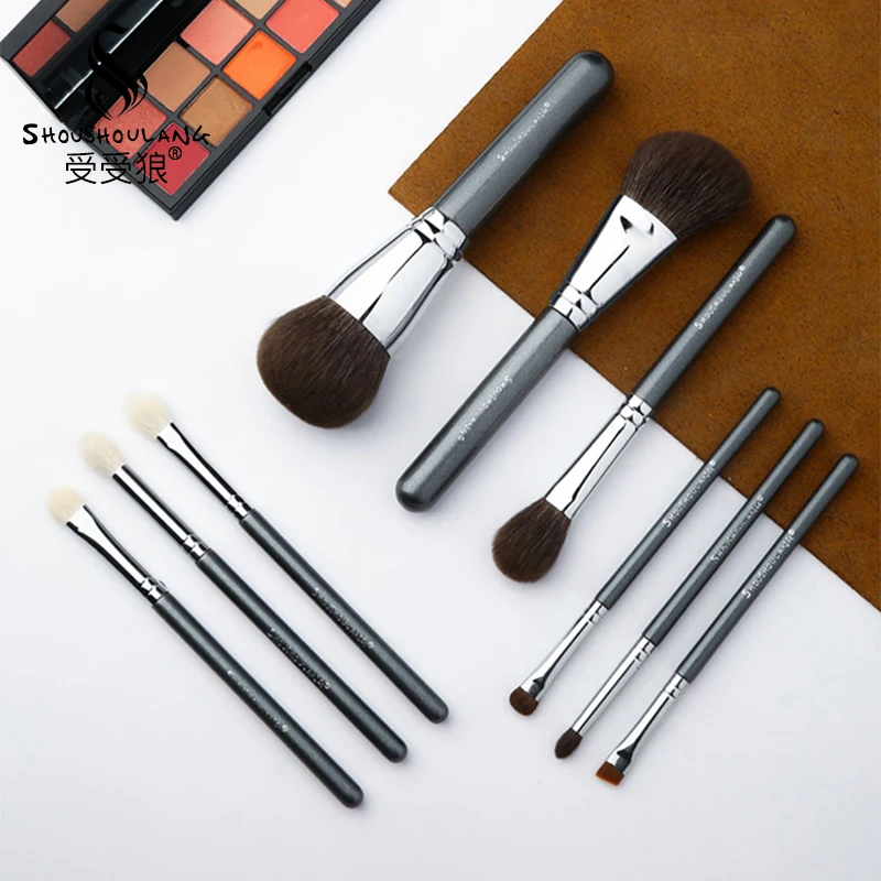 Shoushoulang Professional Handmade Make Up Brushes Set 9pcs Face Powder Eye Shadow Brush Saikoho Goat Hair Makeup Brushes Kit 3