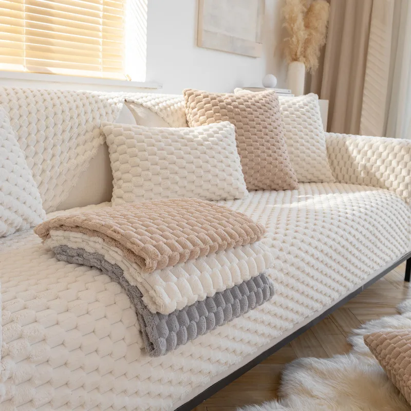 

Autumn Winter Sofa Cover Plush Non-slip Chair Couch Cushion Towel For Living Room Decor Floor Carpet Blanket Sofa Slipcover