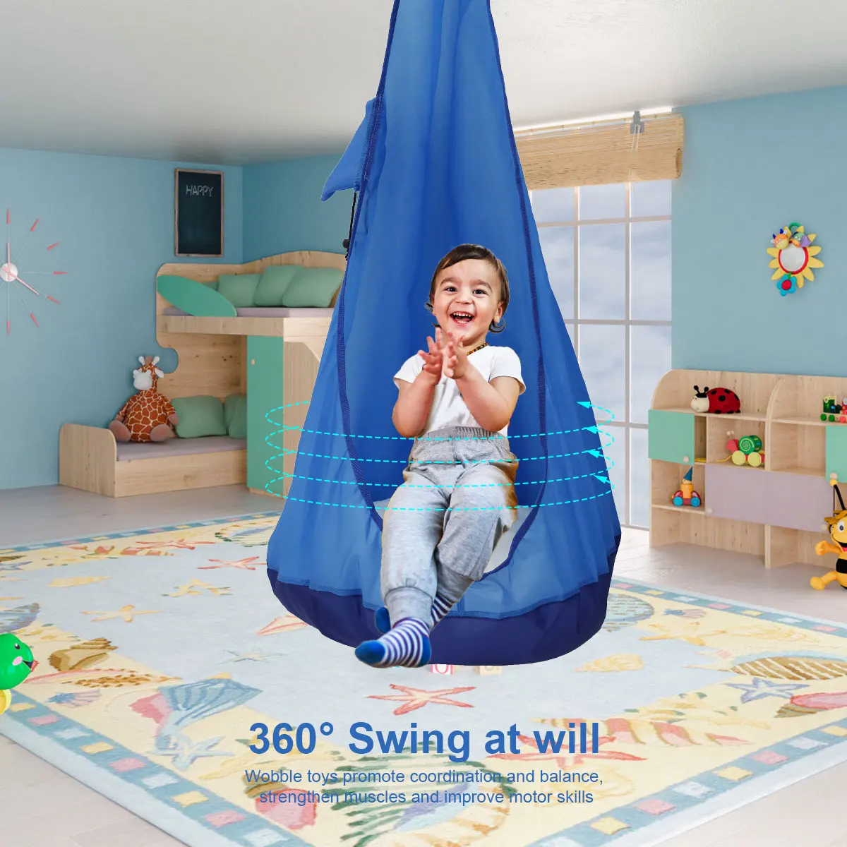 Kids Swing Seat Child Hanging Hammock Chair Uncushioned Foldable Swing Chair Children's Room Hanging Hammock Nest Courtyard Swing