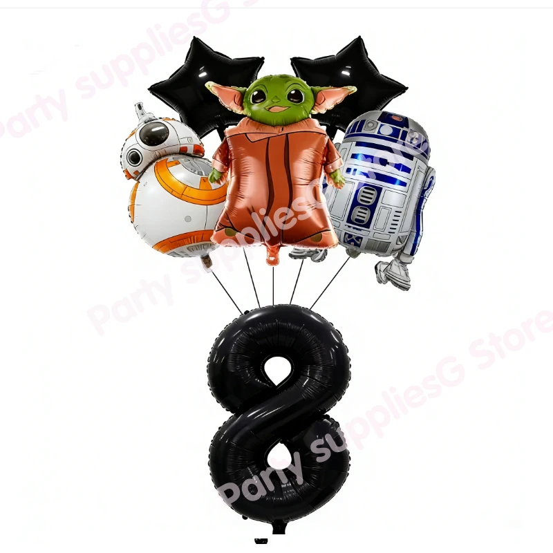 Star Wars Geburtstagsparty-Dekorationen Zahlenballons Teller Servietten Tortendekoration Hintergrund Kulisse Zubehör Geschenke – Detail 3